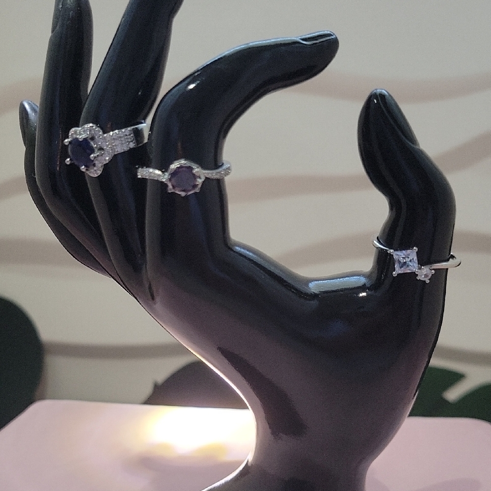 ✨️stunning✨️ set Of 3 Silver, Purple, and Blue  Women's Ring Set
